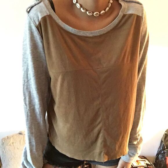 Brown and grey Suede sweater - Picture 4 of 7